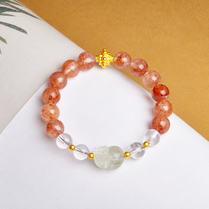 Lemon Quartz Pixiu Red Inclusion Quartz Bracelet-Warm Wishes