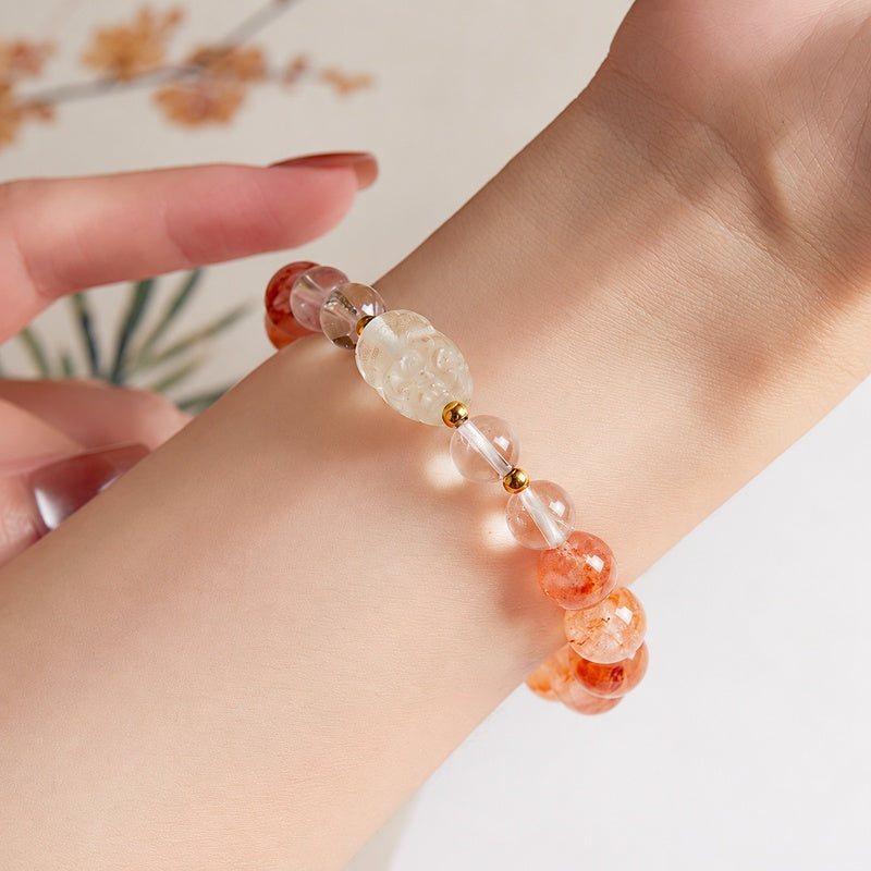 Lemon Quartz Pixiu Red Inclusion Quartz Bracelet-Warm Wishes