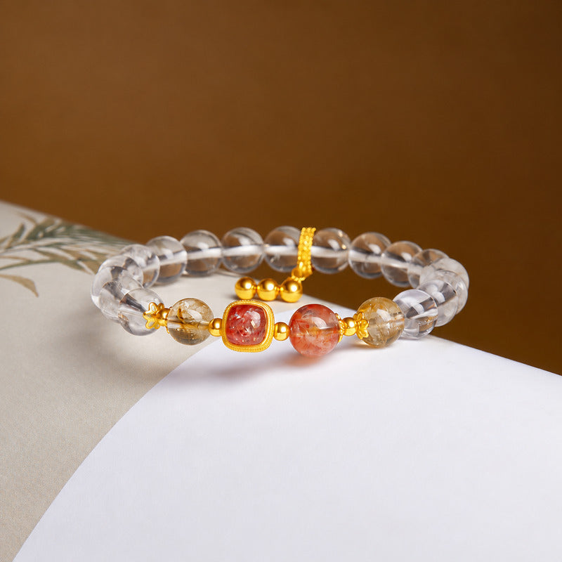 Red Flower Quartz Clear Quartz Bracelet-Inner Radiance