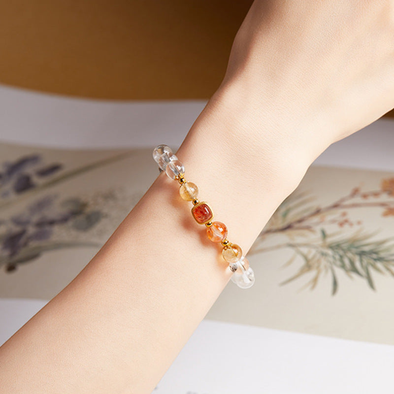 Red Flower Quartz Clear Quartz Bracelet-Inner Radiance