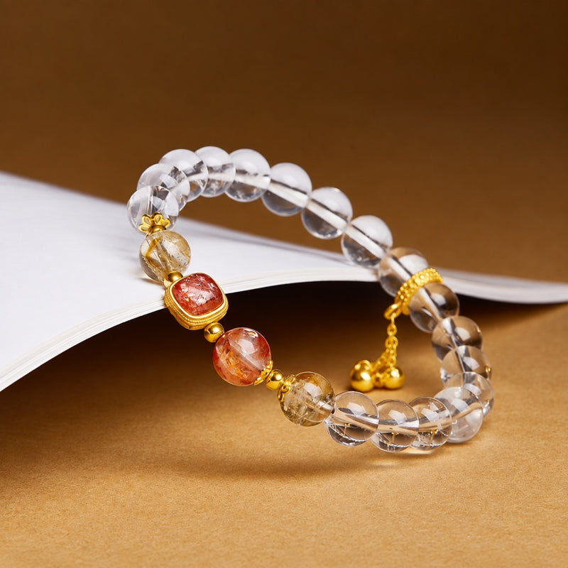 Red Flower Quartz Clear Quartz Bracelet-Inner Radiance