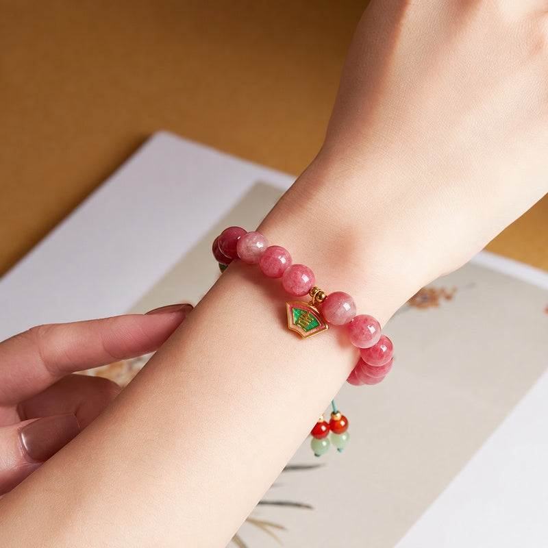 Rhodonite Good Fortune Charm Bracelet-Lasting Blessings