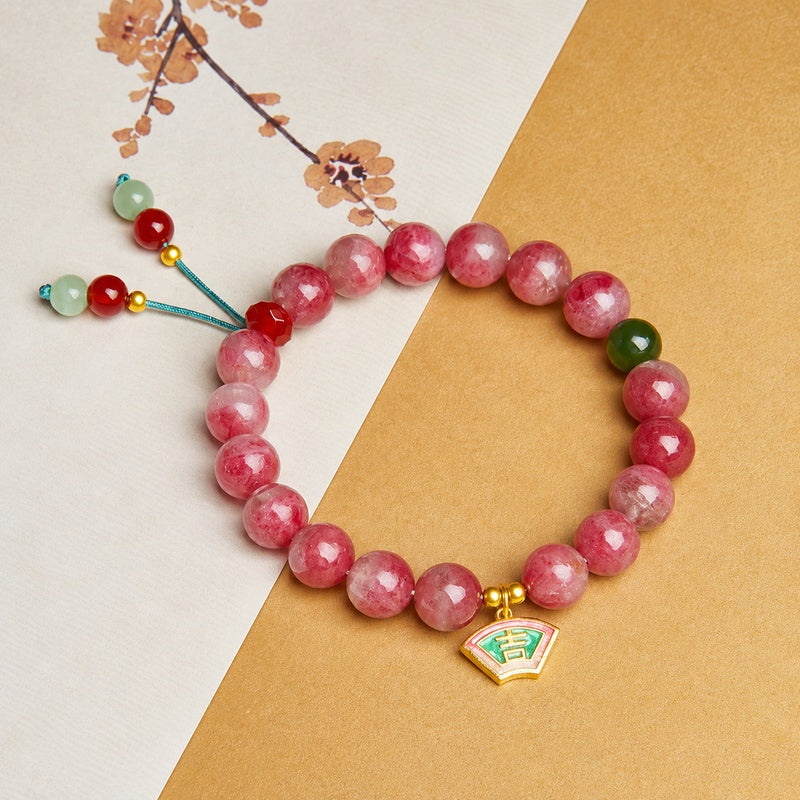 Rhodonite Good Fortune Charm Bracelet-Lasting Blessings