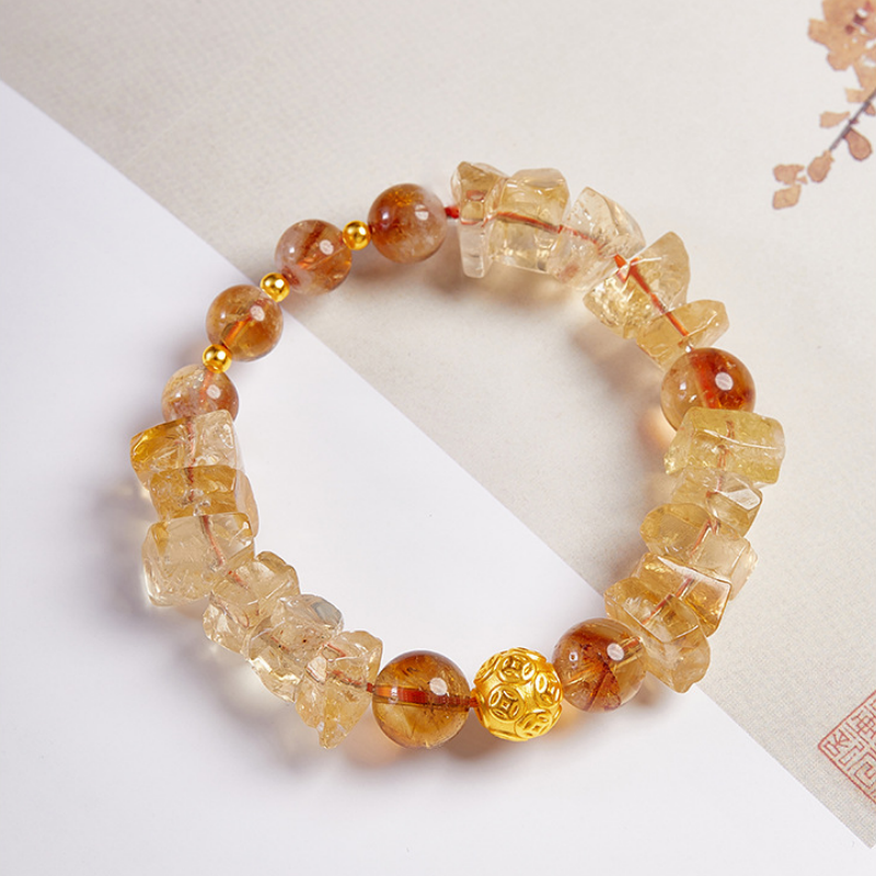 999 Silver Coin Yellow Tower Quartz Bracelet-Golden Shimmer