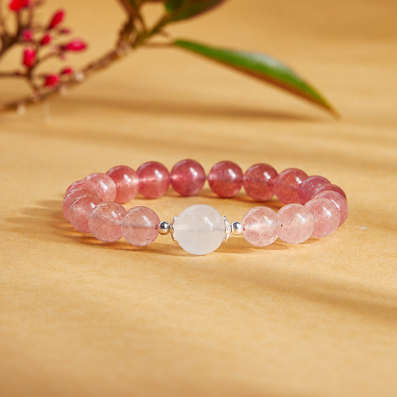 Strawberry Crystal Blue Moonstone Bracelet-Sweet Moments