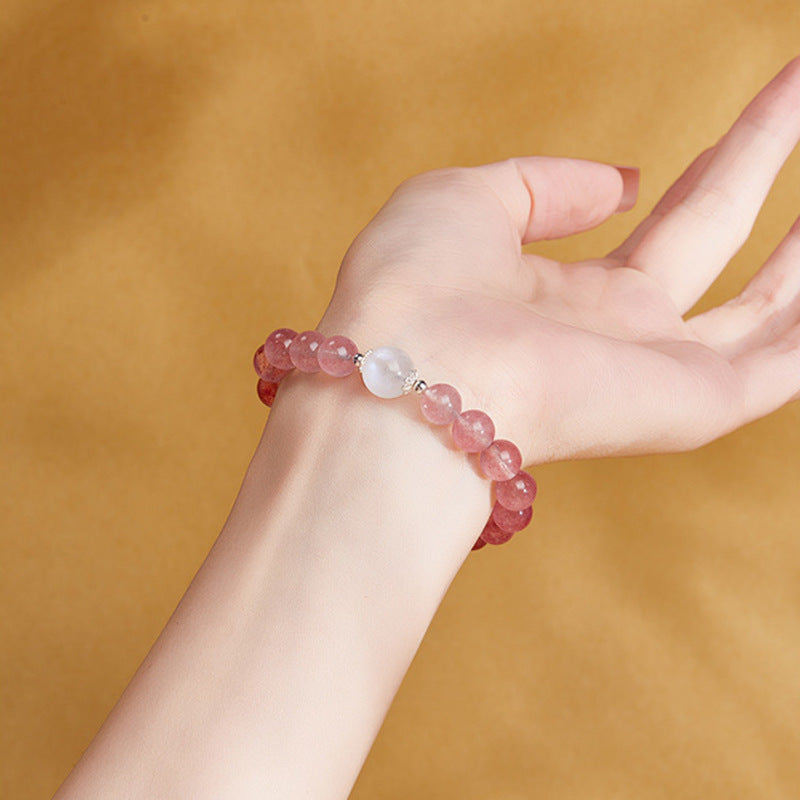 Strawberry Crystal Blue Moonstone Bracelet-Sweet Moments