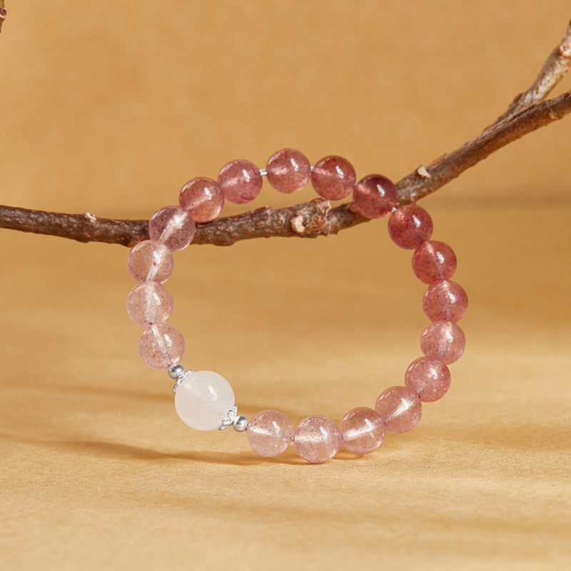 Strawberry Crystal Blue Moonstone Bracelet-Sweet Moments