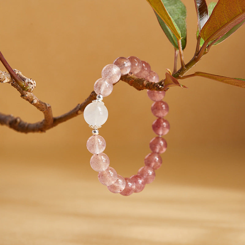 Strawberry Crystal Blue Moonstone Bracelet-Sweet Moments