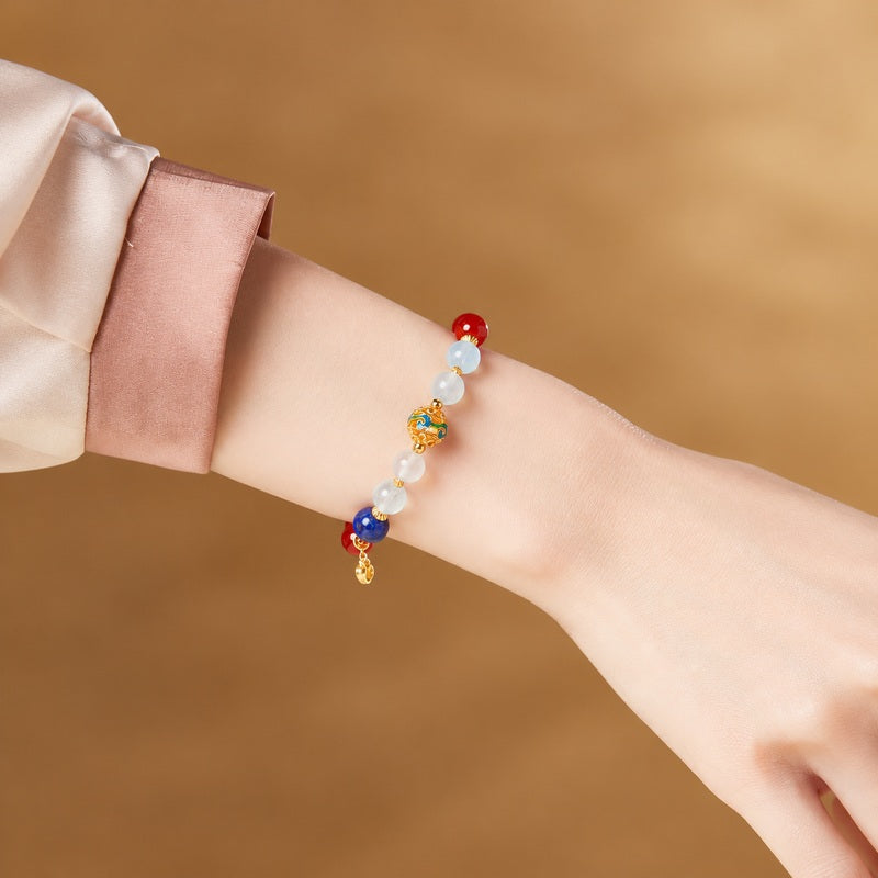 Enamel Red Agate Bracelet-Wishes in Color