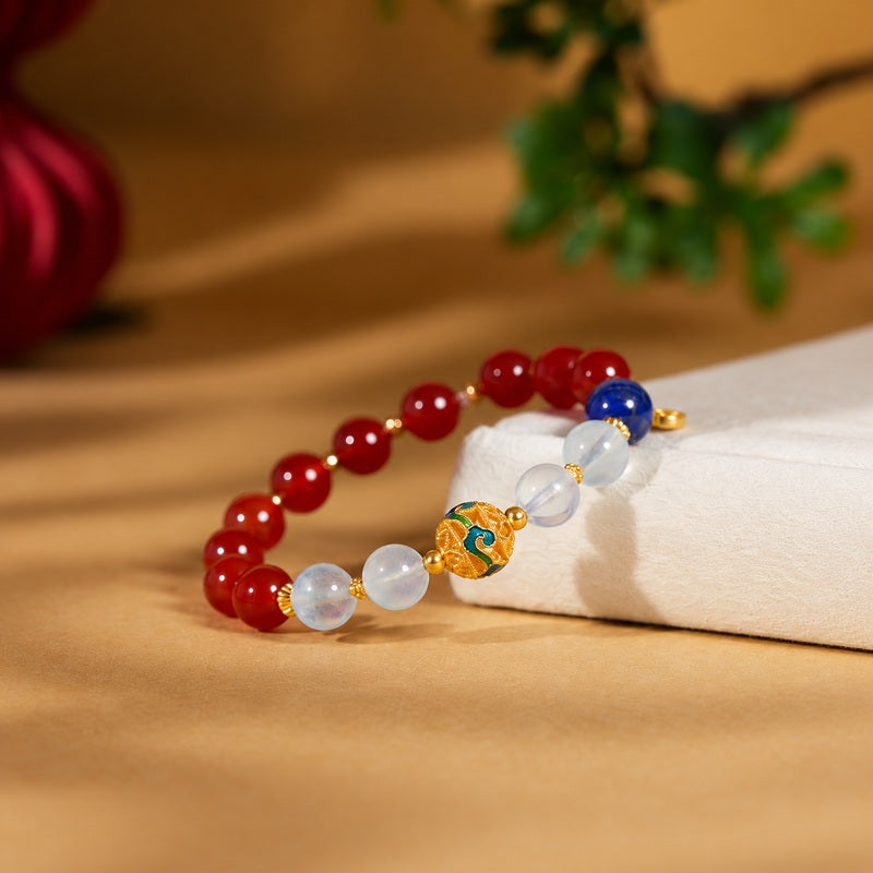 Enamel Red Agate Bracelet-Wishes in Color