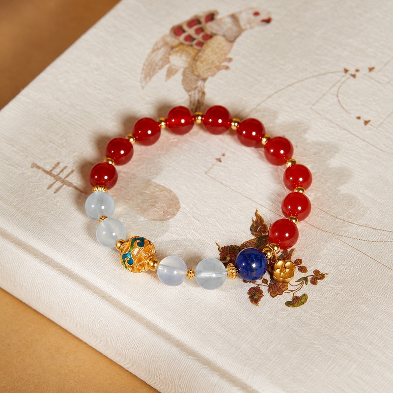 Enamel Red Agate Bracelet-Wishes in Color