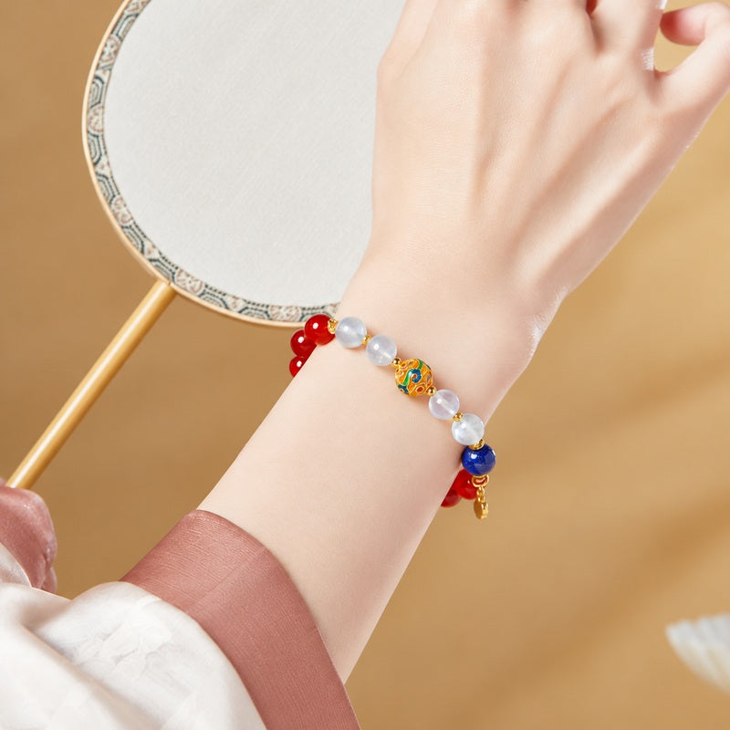 Enamel Red Agate Bracelet-Wishes in Color