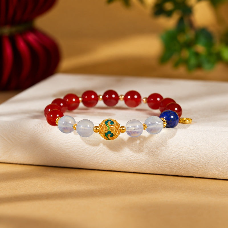 Enamel Red Agate Bracelet-Wishes in Color