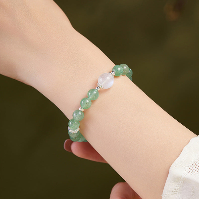 Green Strawberry Crystal Blue Moonstone Bracelet-Forest Moonlight