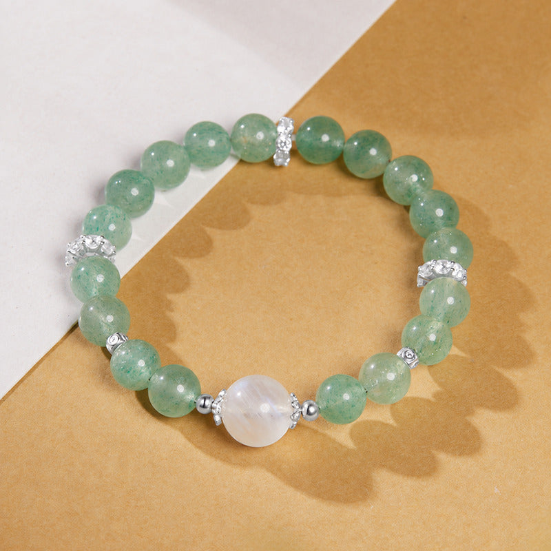 Green Strawberry Crystal Blue Moonstone Bracelet-Forest Moonlight
