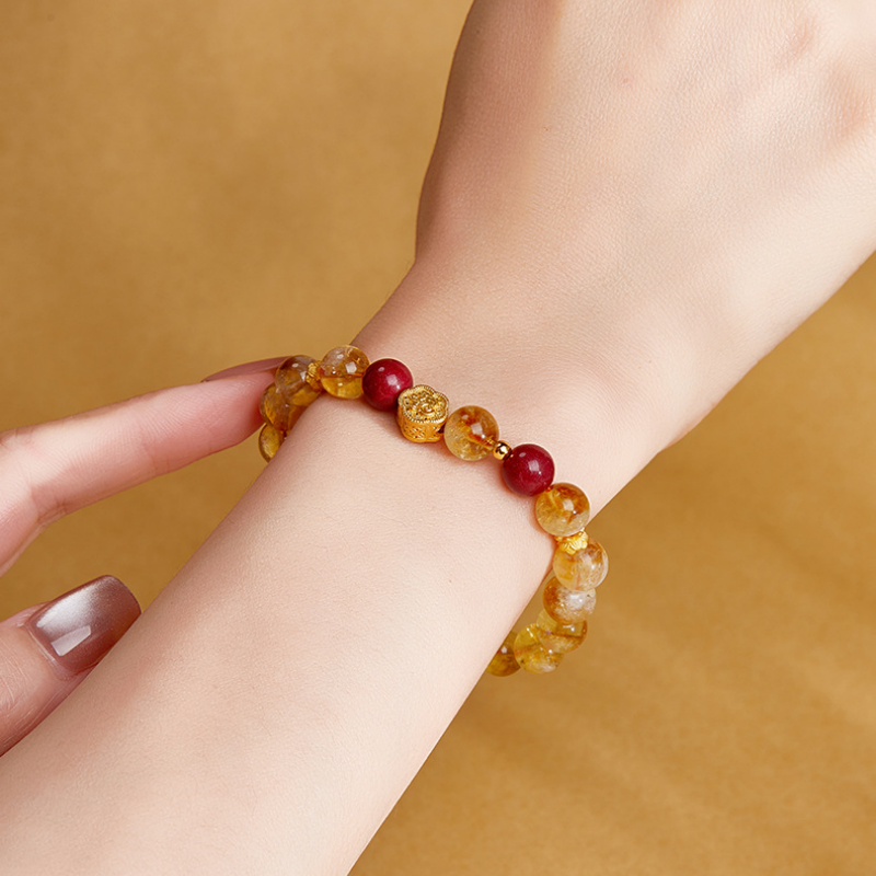 Good Fortune Symbol Yellow Quartz Bracelet-Golden Wishes