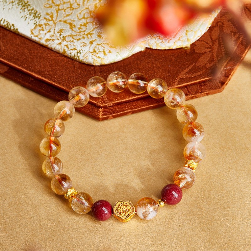 Good Fortune Symbol Yellow Quartz Bracelet-Golden Wishes