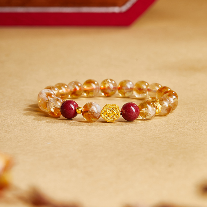 Good Fortune Symbol Yellow Quartz Bracelet-Golden Wishes