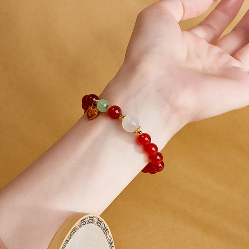 Joyful Wishes-925 Silver Heart Red Agate Bracelet