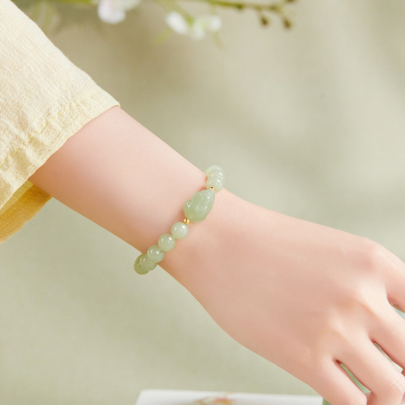 Auspicious Wishes-Nephrite Jade Toad Bracelet