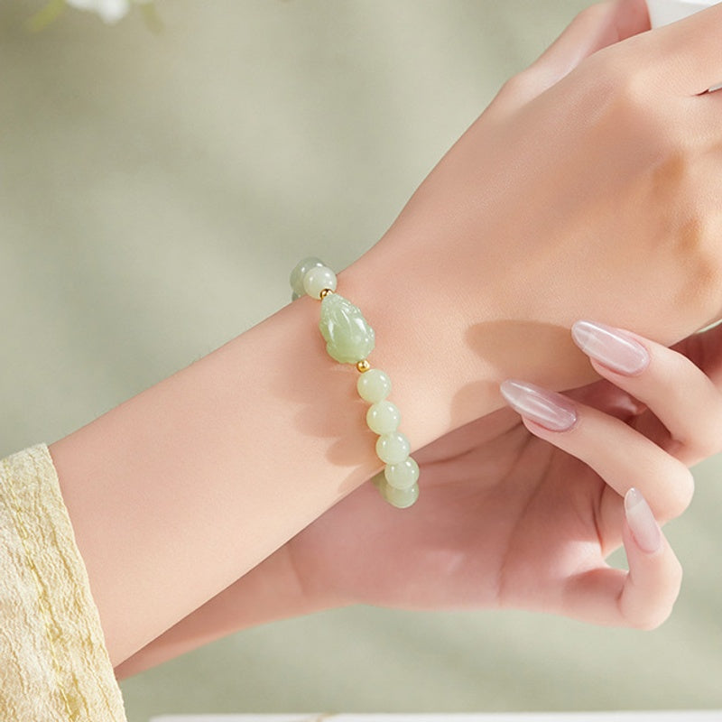 Auspicious Wishes-Nephrite Jade Toad Bracelet
