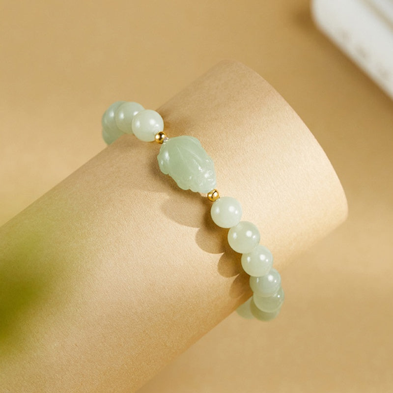 Auspicious Wishes-Nephrite Jade Toad Bracelet