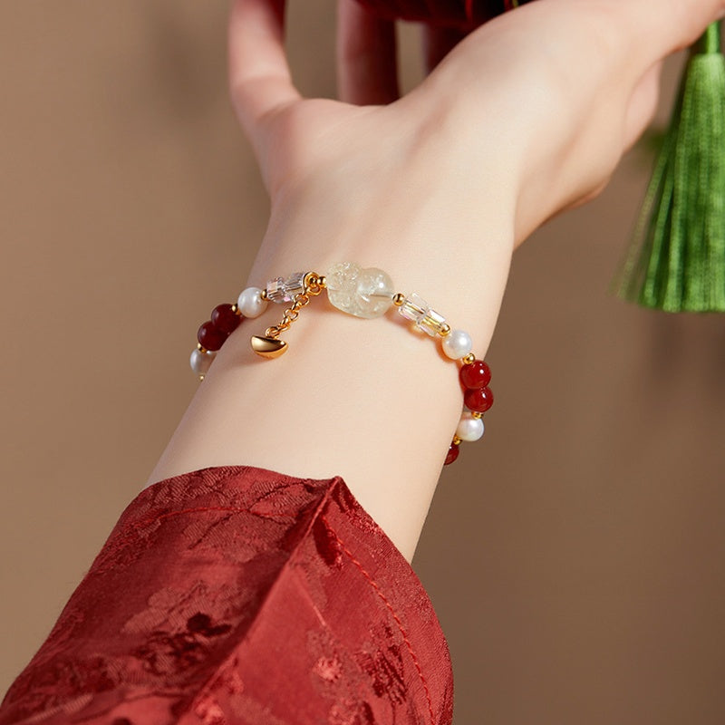 Lemon Quartz Pixiu Freshwater Pearl Bracelet-Gentle Prosperity