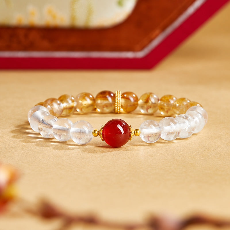Red Agate Clear Quartz Bracelet-Brighter Days