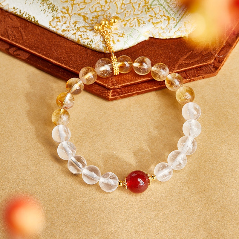 Red Agate Clear Quartz Bracelet-Brighter Days