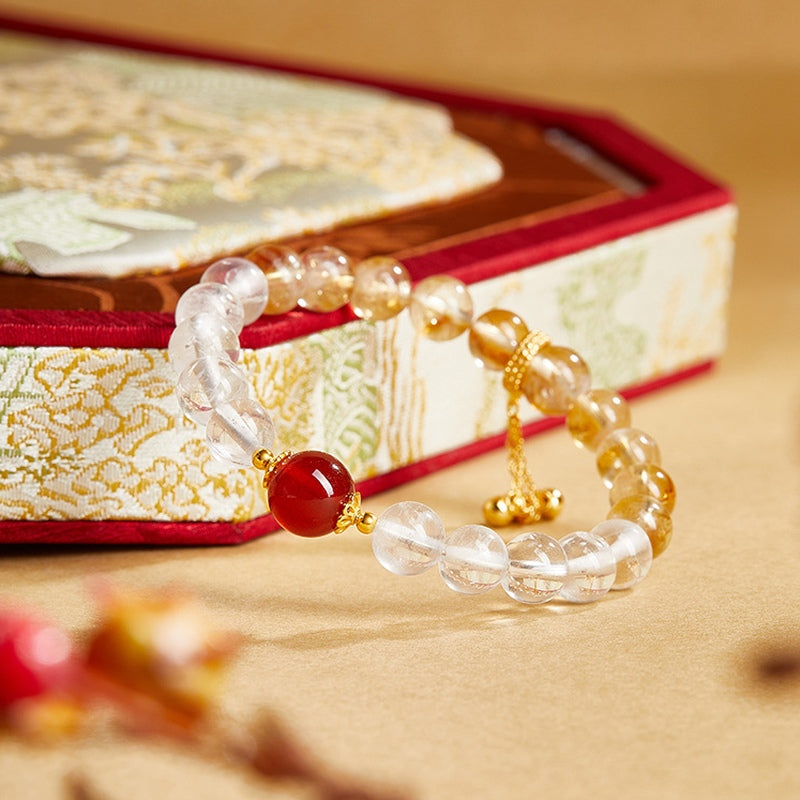 Red Agate Clear Quartz Bracelet-Brighter Days