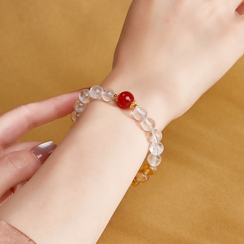 Red Agate Clear Quartz Bracelet-Brighter Days