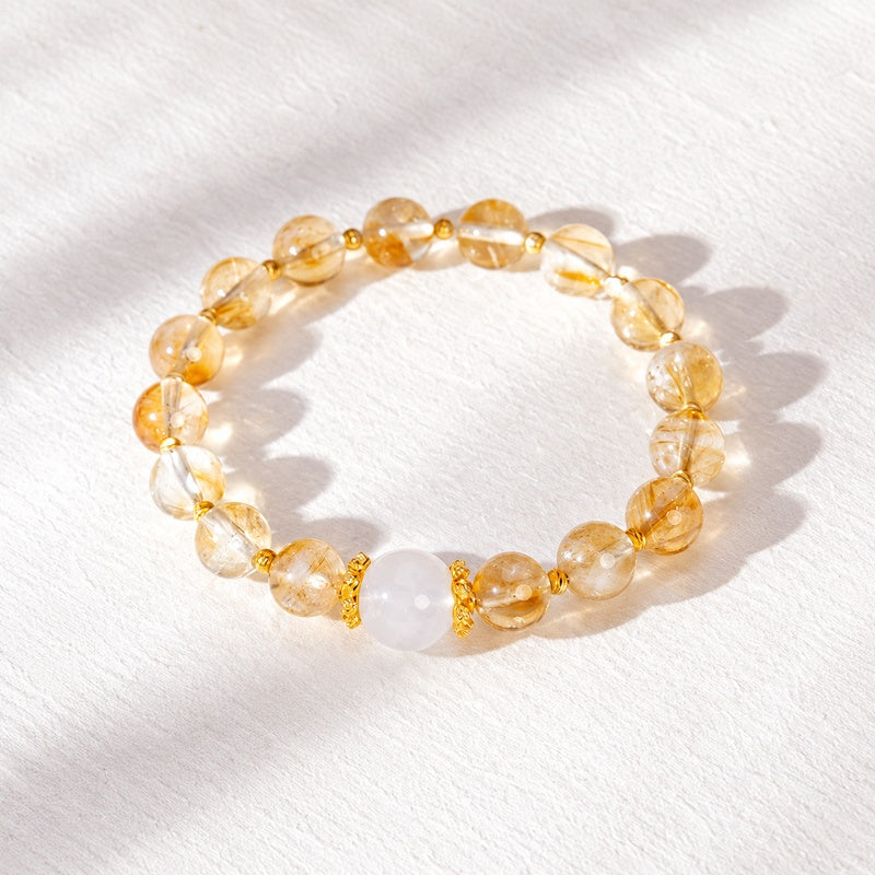 Yellow Phantom Quartz Blue Moonstone Bracelet-Golden Warmth