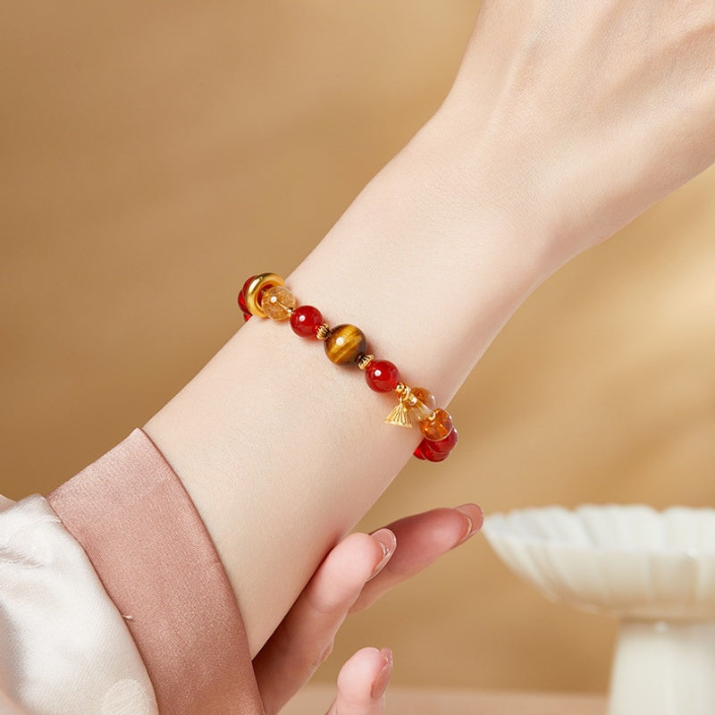 925 Silver Lotus Seedpod Red Agate Bracelet-Warm Wishes