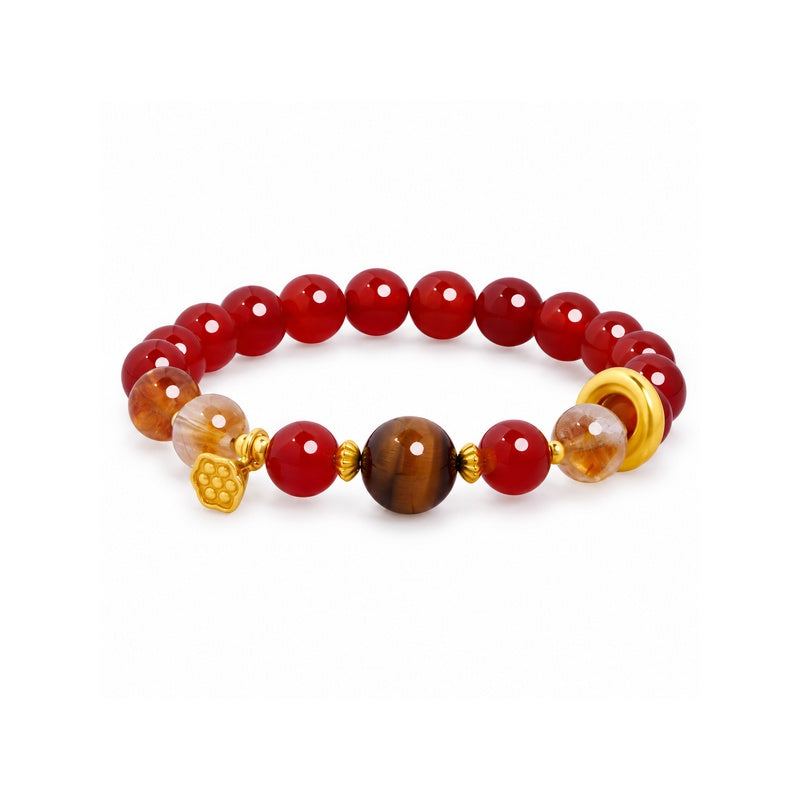 925 Silver Lotus Seedpod Red Agate Bracelet-Warm Wishes