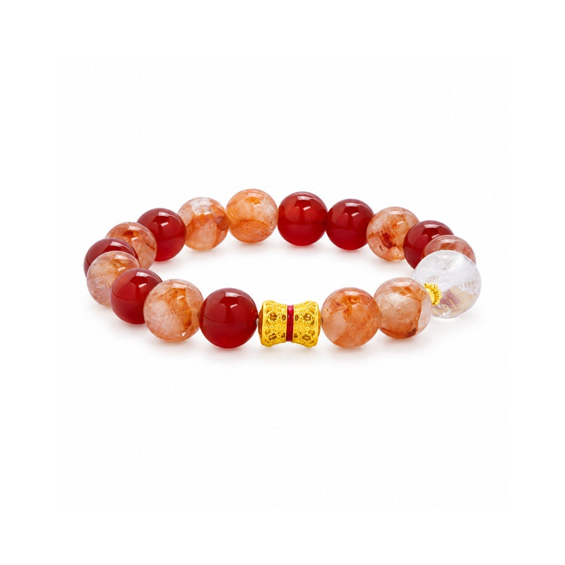 Sunlit Joy-Red Agate & Red Inclusion Quartz Bracelet