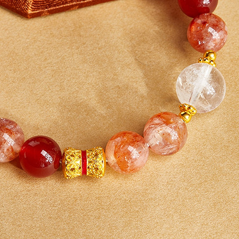 Sunlit Joy-Red Agate & Red Inclusion Quartz Bracelet