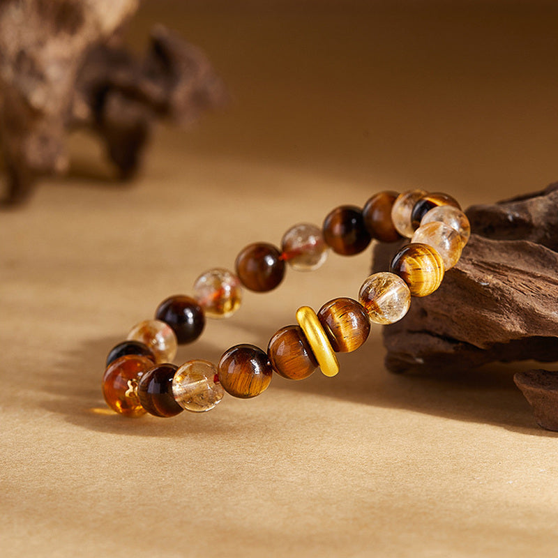 999 Silver Peace Buckle Tiger's Eye Bracelet-Quiet Wellbeing