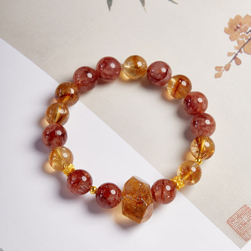 Yellow Tower Quartz Red Inclusion Quartz Bracelet-Crimson Glow