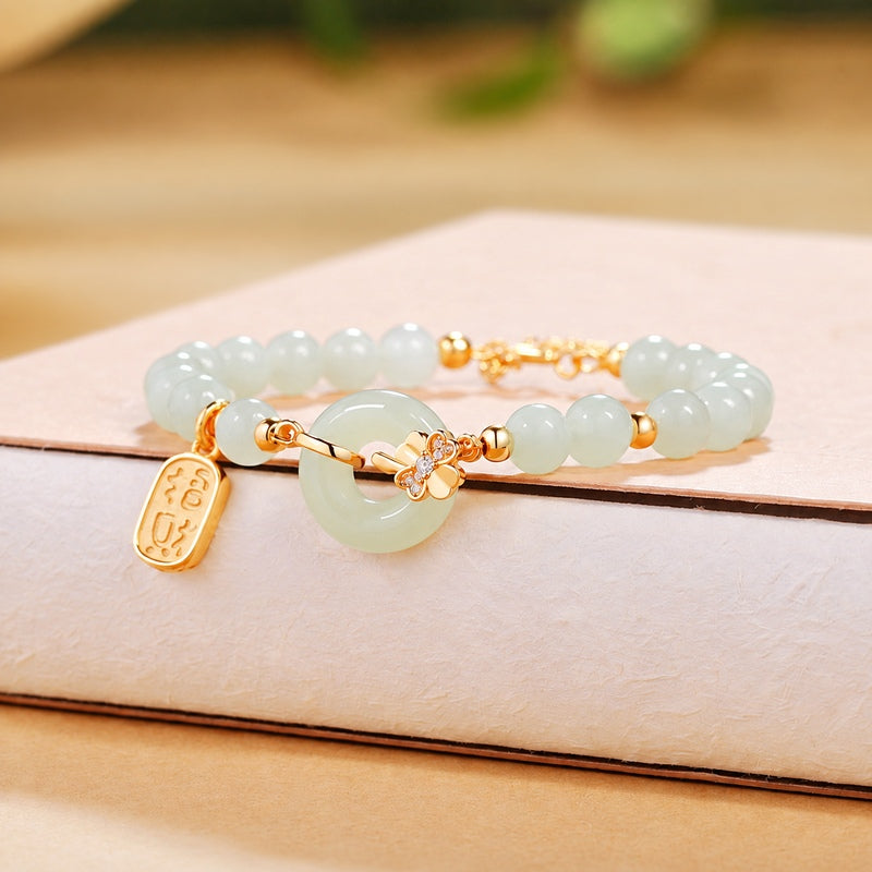 Nephrite Jade Peace Roundel Bracelet-Gentle Elegance