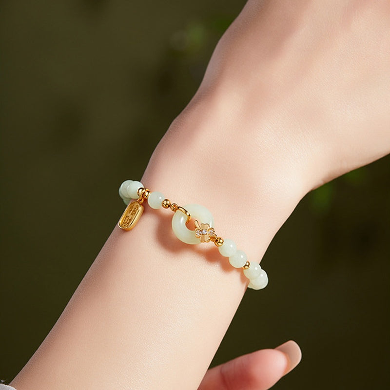 Nephrite Jade Peace Roundel Bracelet-Gentle Elegance