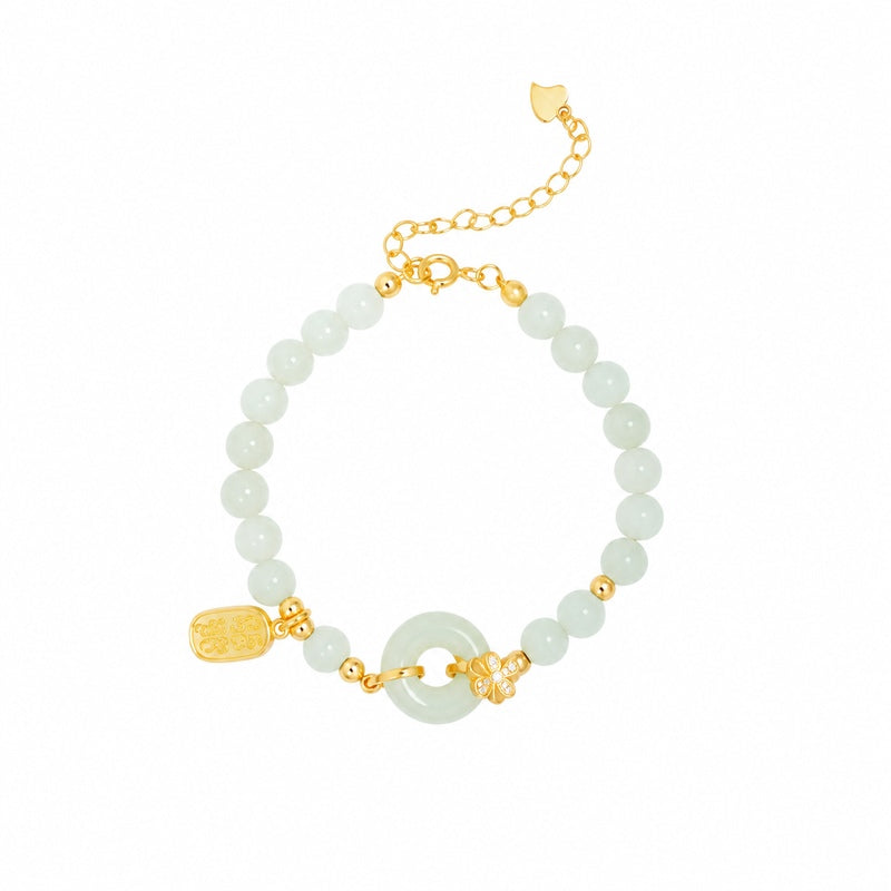 Nephrite Jade Peace Roundel Bracelet-Gentle Elegance