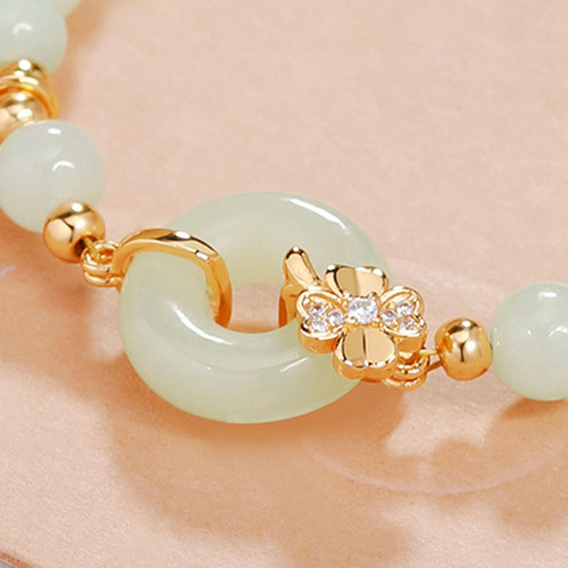 Nephrite Jade Peace Roundel Bracelet-Gentle Elegance