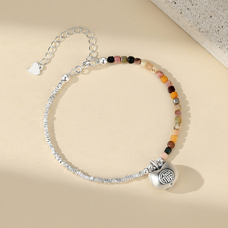 Peaceful Glimmers-Agate Fortune Bag Silver Bracelet