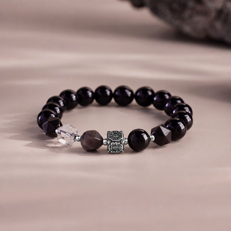 S925 Silver Yin Yang Bagua Obsidian Bracelet-Quiet Insight