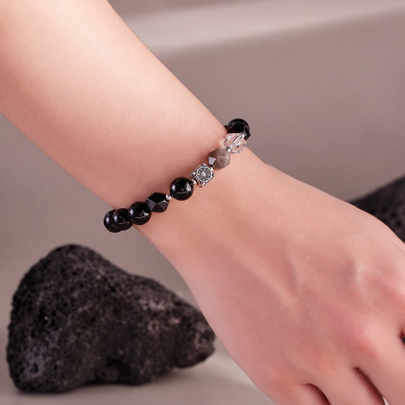 S925 Silver Yin Yang Bagua Obsidian Bracelet-Quiet Insight
