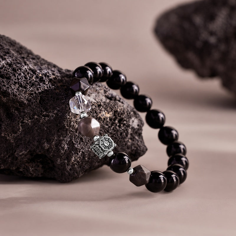 S925 Silver Yin Yang Bagua Obsidian Bracelet-Quiet Insight