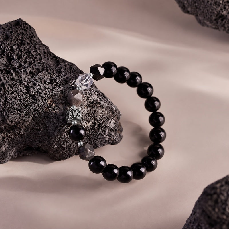 S925 Silver Yin Yang Bagua Obsidian Bracelet-Quiet Insight