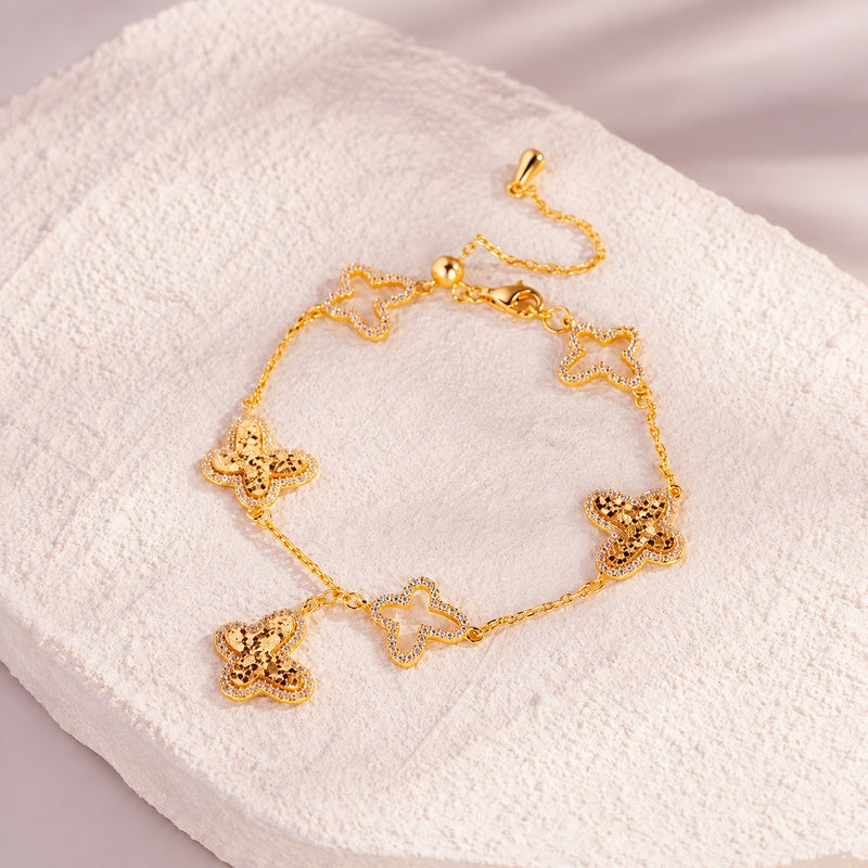 Gold-Tone Silver Butterfly Bracelet-Poetic Wishes