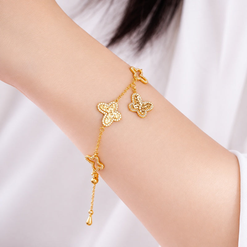 Gold-Tone Silver Butterfly Bracelet-Poetic Wishes