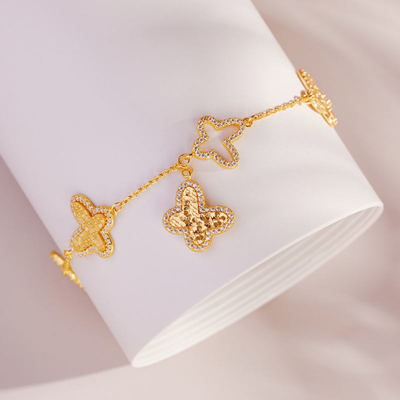 Gold-Tone Silver Butterfly Bracelet-Poetic Wishes